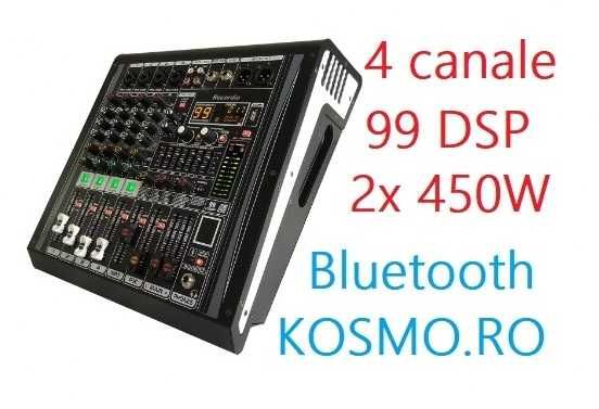 Mixer audio activ amplificat 2 x 450W RMS, 99 Efecte, Bluetooth, USB