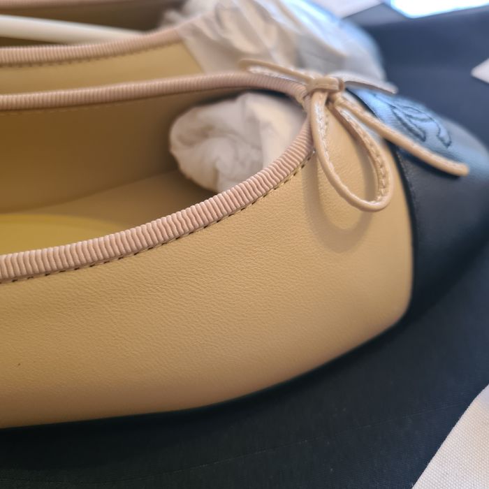 Mocasini Chanel beige black flat - piele naturala premium/size 36-41