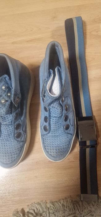 Италиански кожени кецове + подарък колан – оригинални, размер 35/36