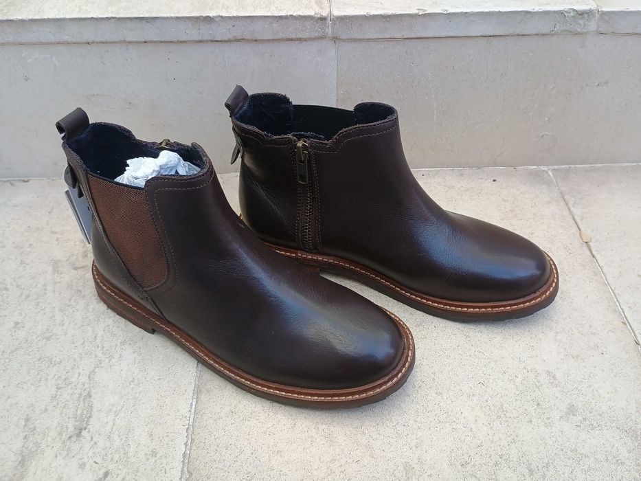 Детски боти Zara, 35 номер, естествена кожа, кафяви