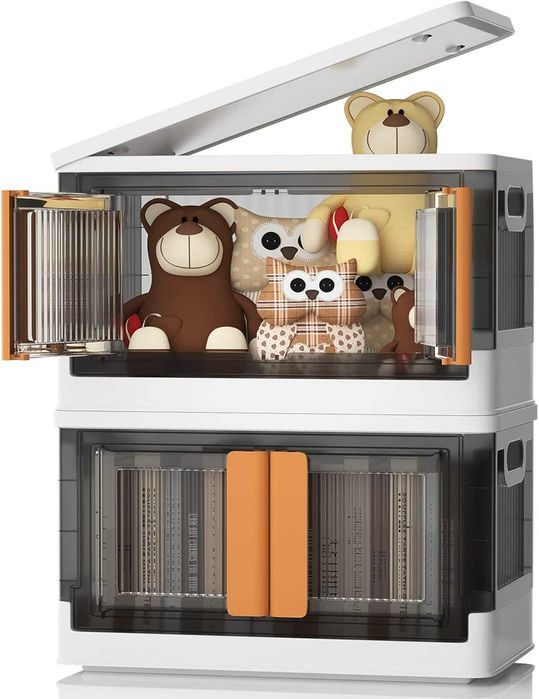 Set 2 cutii pliabile TeqHome, 72L, cu capac și uși, defecte colțuri