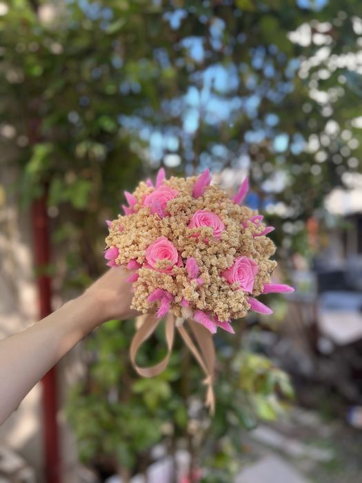 Buchet de cununie, nunta, din flori naturale criogenate