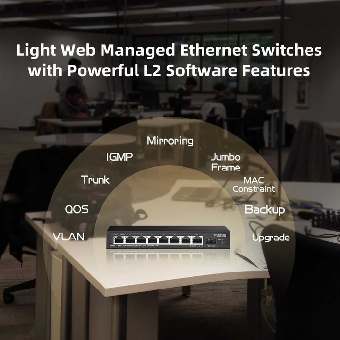 Switch ethernet gestionat MokerLink 8 port Gigabit 2.5,SFP+ 10G