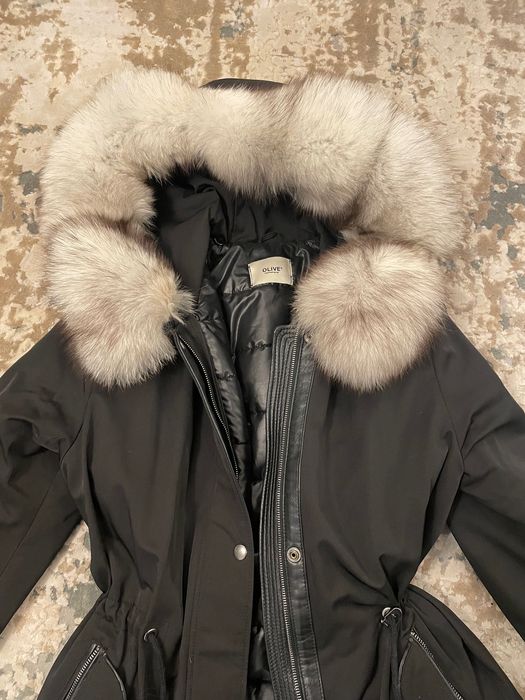 Geaca Parka cu blana vulpe argintie