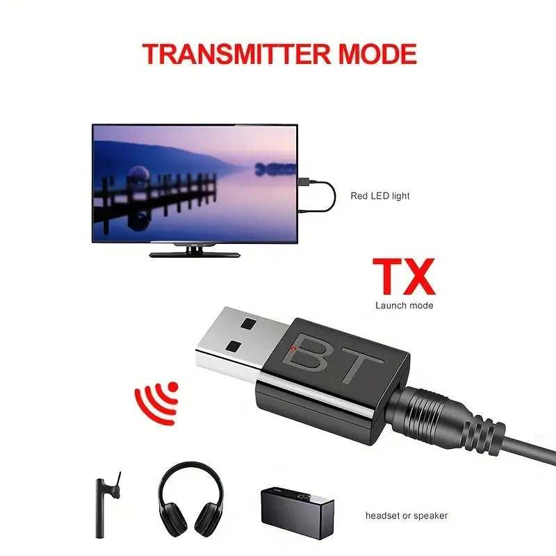 USB Bluetooth безжичен 2-в-1 предавател и приемник с 3.5mm жак