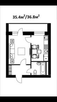 1 комнатная квартира новостройка с кадастром по легкой цене(146061)