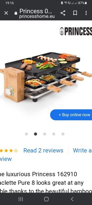 Plită electrică Gril/Raclete Princes Pure 8,1200W,negru