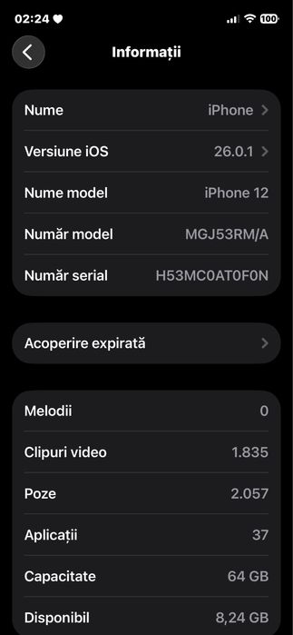 iPhone 12 – 64GB | Negru | Stare foarte bună