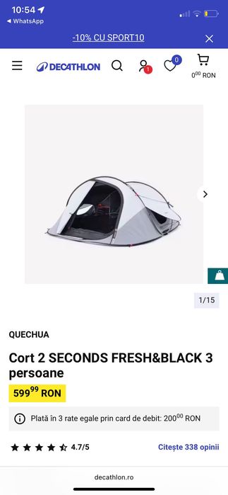 Cort quechua 3 persoane
