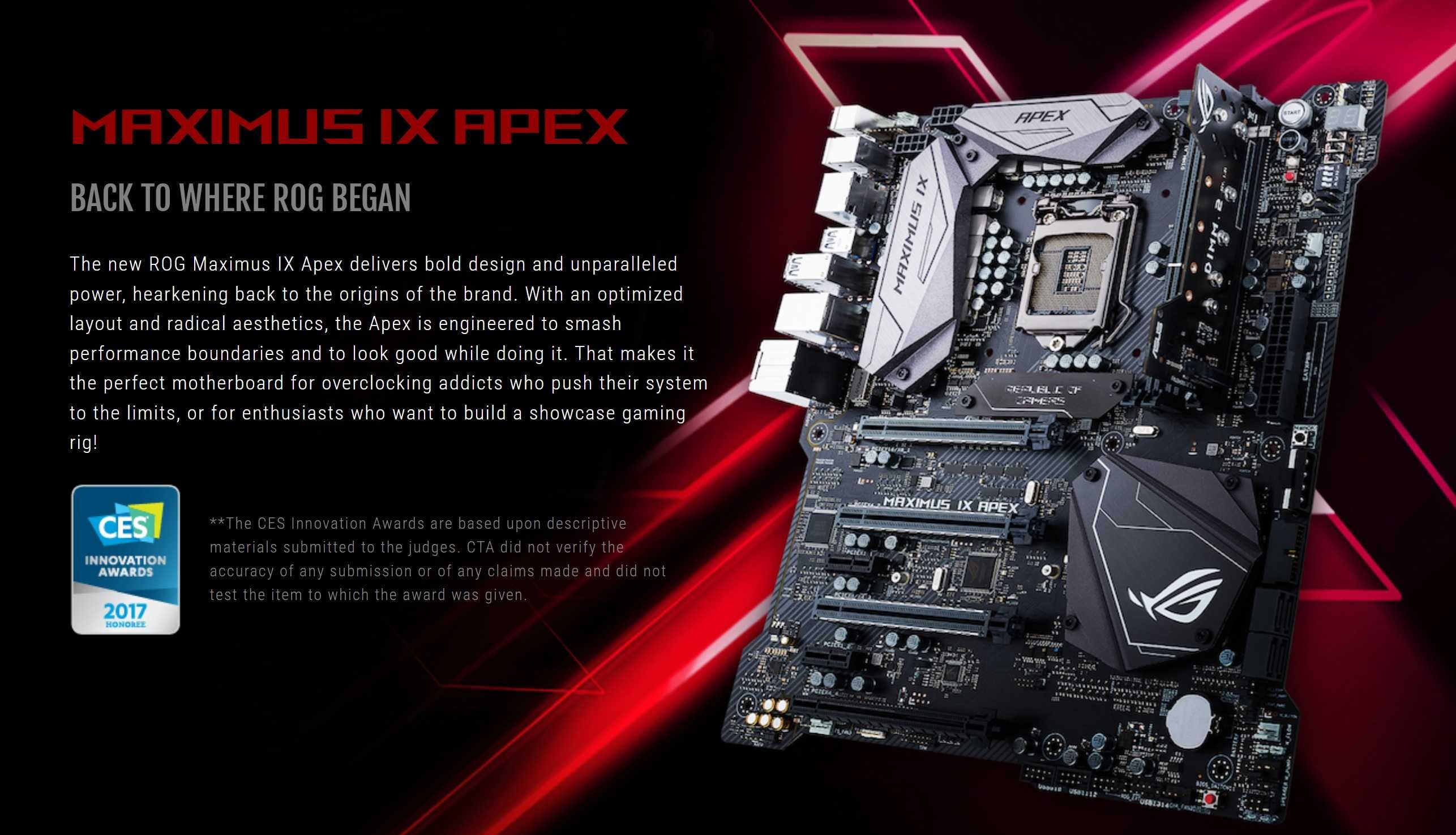 Дъно Дънна платка Asus ROG MAXIMUS IX APEX 1151 WORLD RECORD