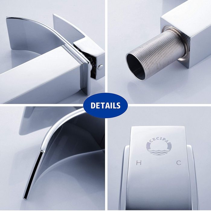 Baterie pentru lavoar tip cascadă,otel inoxidabil,finisaj lucios