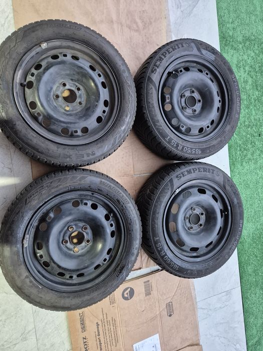 Vând jante+cauciucuri 5/100/15 Polo,Seat,Skoda 185/60/15 M+S imp Germa