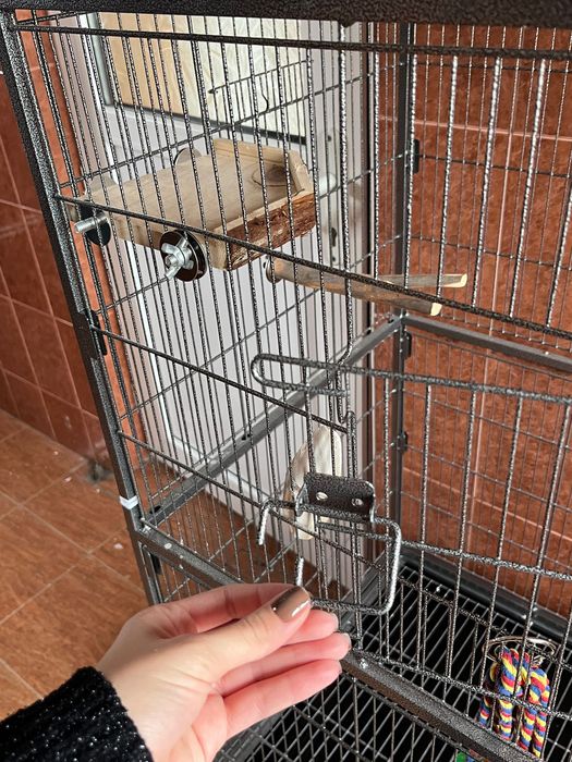 PawHut cușcă pentru păsări de interior din oțel și lemn 78x52x132cm