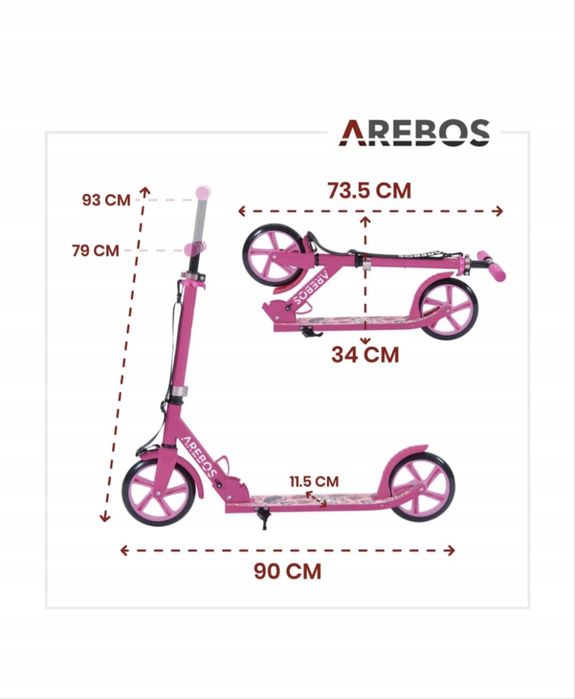 Сгъваема тротинетка AREBOS с регулируема височина