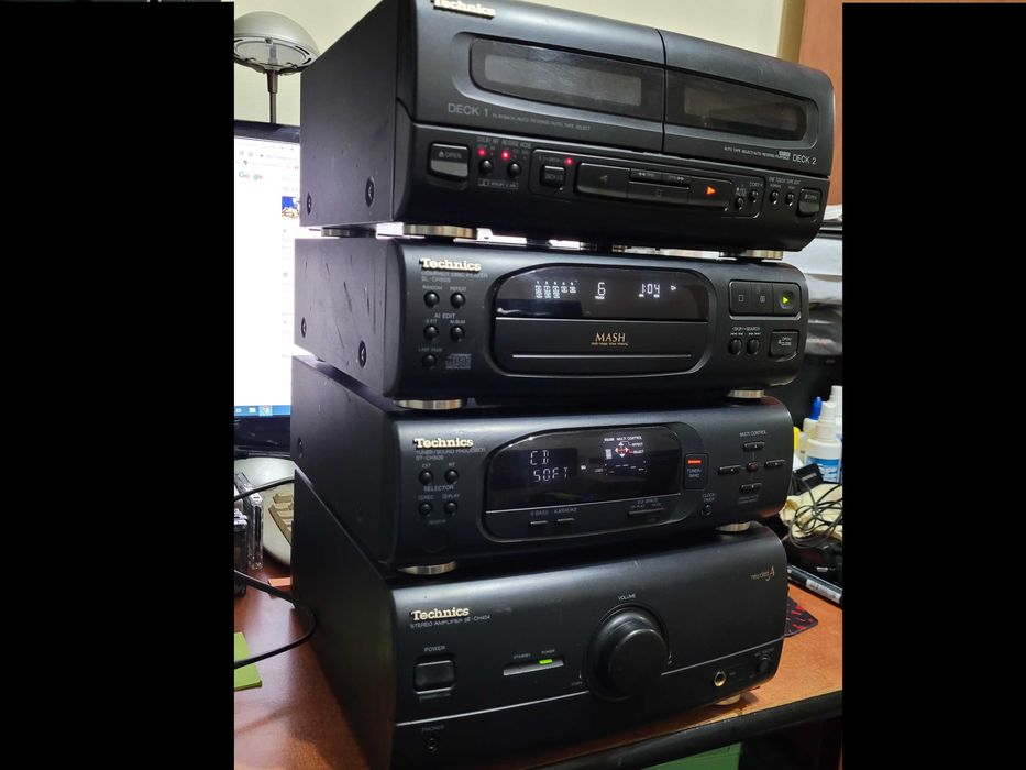 Sistem audio TECHNICS CH-404, dublu deck, cd player,tuner,amplificator