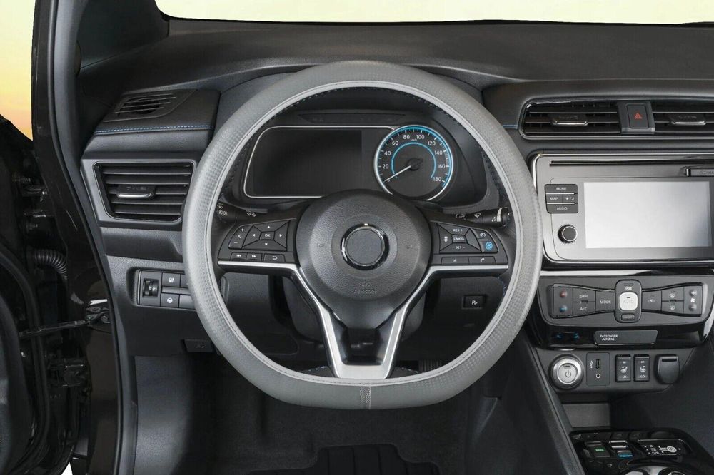 калъф за волан от еко кожа - универсален 37-38см - черно-сив ...