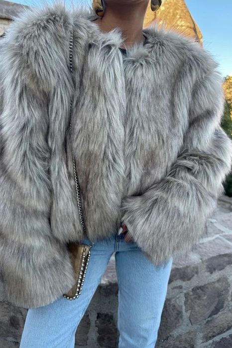 кожено яке с косъм