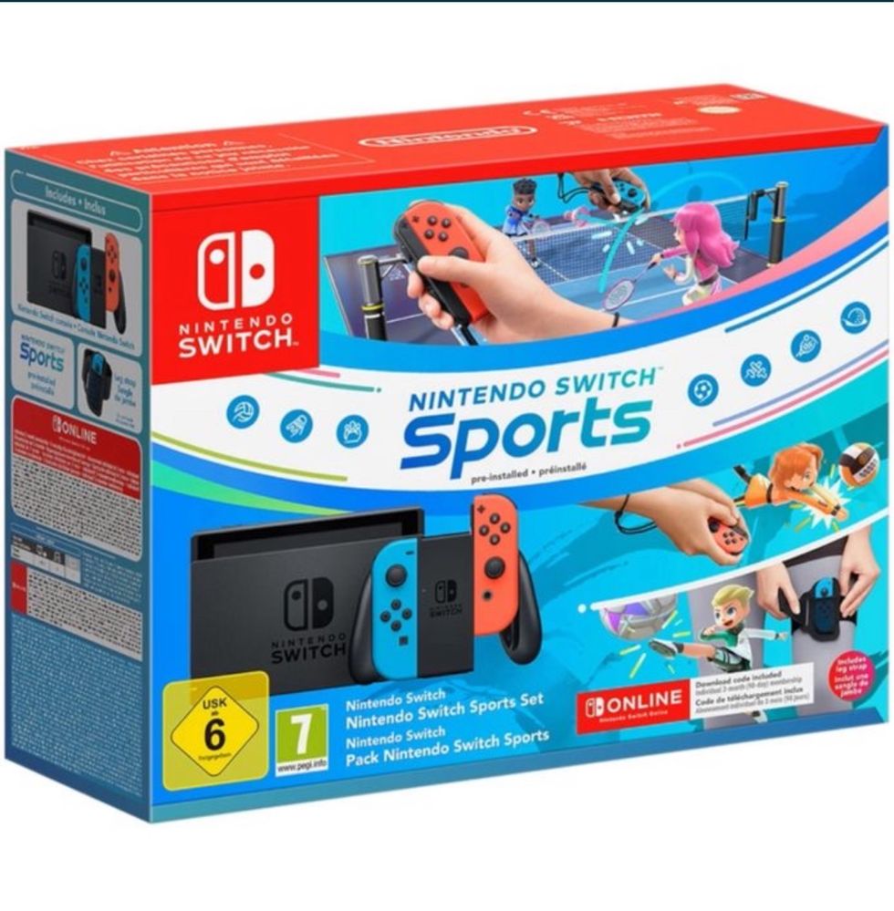 Consola jocuri nou sigilata nintendo switch v2 sports bundle + 12 luni