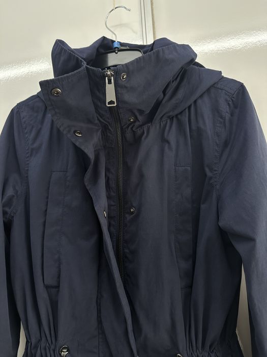 Jacheta/Parka lunga bleumarin cu gluga de primavara/toamna