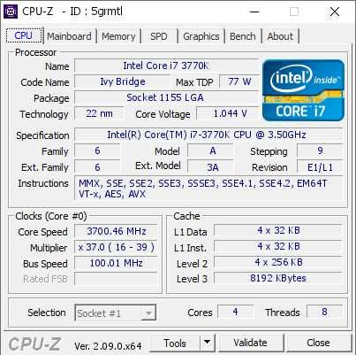 Procesor Intel Ivy Bridge, Core i7 3770K 3.4 GHz soket 1155