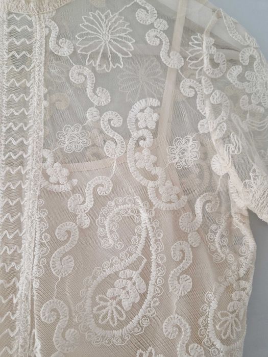 Bluză dantelată cu peplum Promod