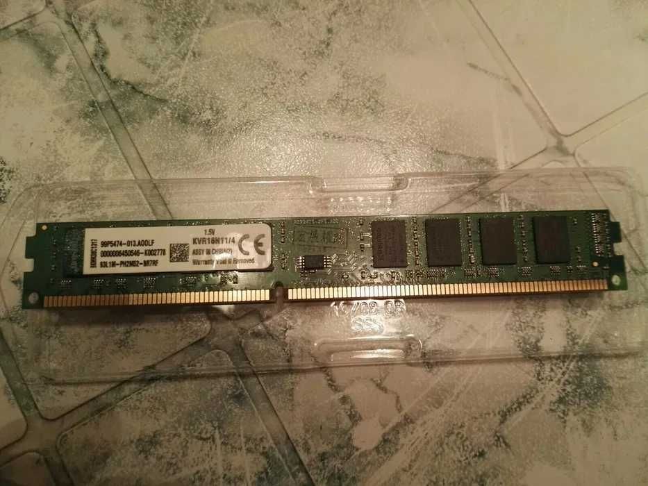 Рам памет, KINGSTON, DDR3 1600MHz, 4GB ram memory, KVR16N11/4, DESKTOP