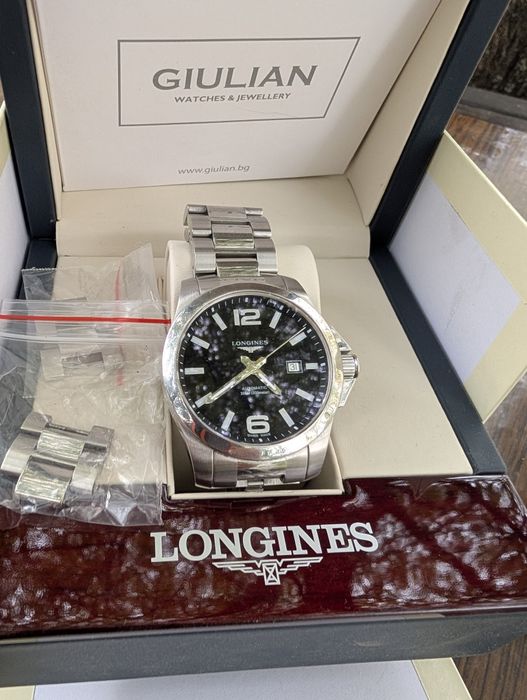 Longines 43mm без коронката с кутия и документи ку