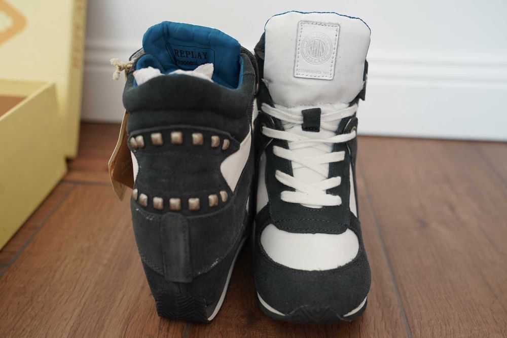 Sneaker cu talpa Wedge, Replay Blue Jeans