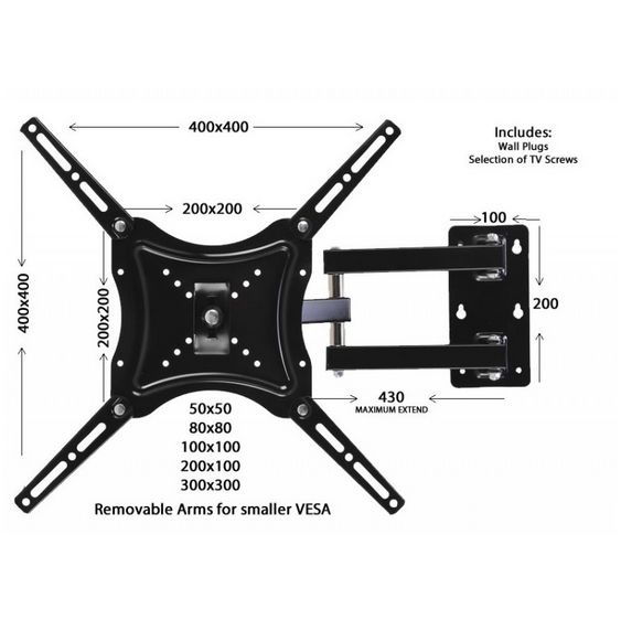 Suport TV Universal de perete HDL-117B-2 Doua brate Reglabil 14-55''