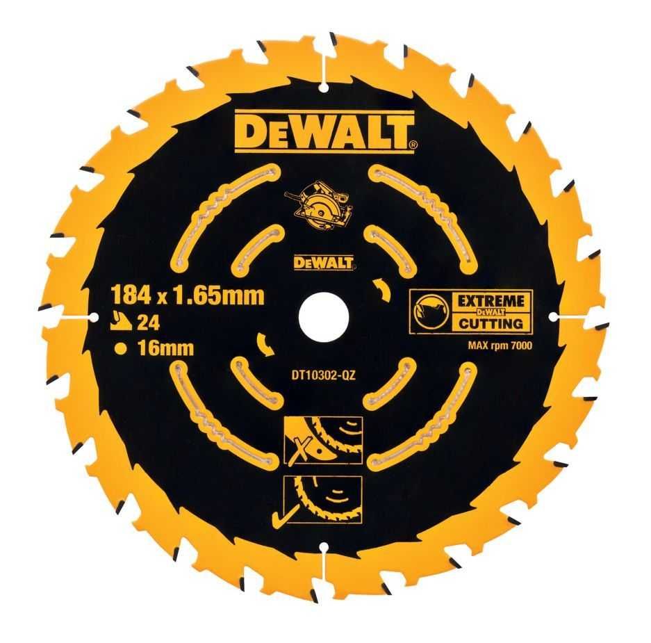 Диск с твърдосплавни пластини DeWALT DT10302 , 184/1.65/16 Z=24