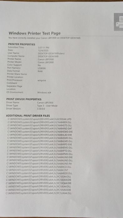 Imprimantă Canon L11121E (i-SENSYS LBP2900) – Alb-Negru – Second Hand