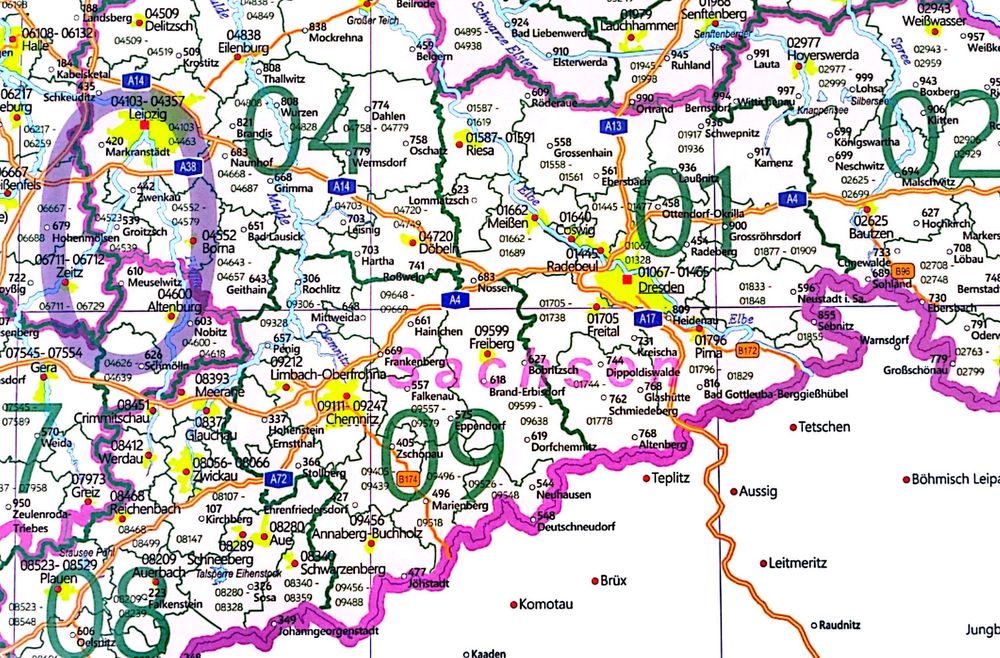 Harta Germania cu cod postal 84x114 cm