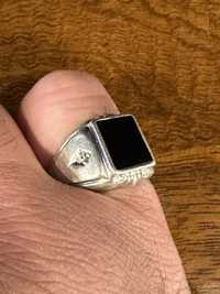 Ghiul/inel din argint 925/vechi cu onix natural/original