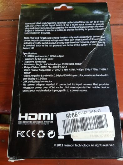 Switch HDMI 3 x 1 nou