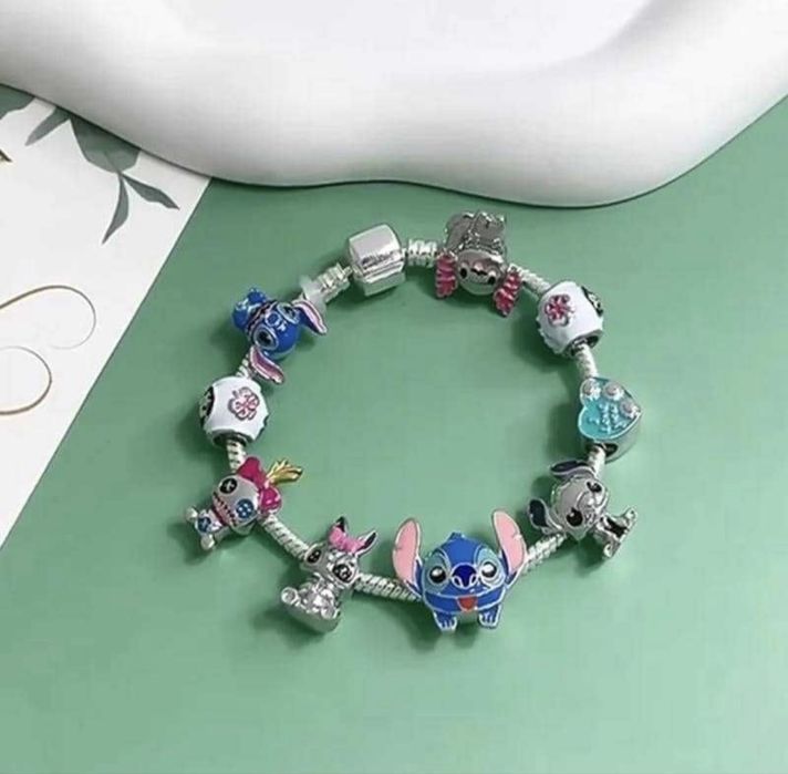 Гривна тип Пандора Лило и Стич с талисмани Lilo Stitch аксесоари