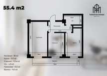 Navastroykadan 55.4 m2 boshlangʻich 30% tolov bn qolgan summa 36 oyga