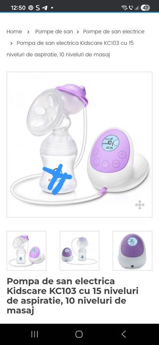 , 10 niveluri de masaj
pompe de san kidscare kc10
Pompa de san electr