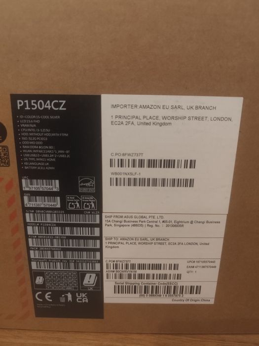 Laptop Asus VivoBook  P1504CZ , i3 DDR4-  512Gb , RAM 8 GB Nou