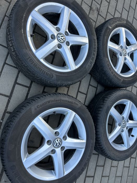 Set jante aliaj pe 16 originale vw cu cauciucuri iarna