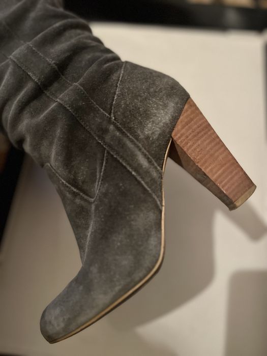 Cizme Zara piele intoarsa pana la genunchi