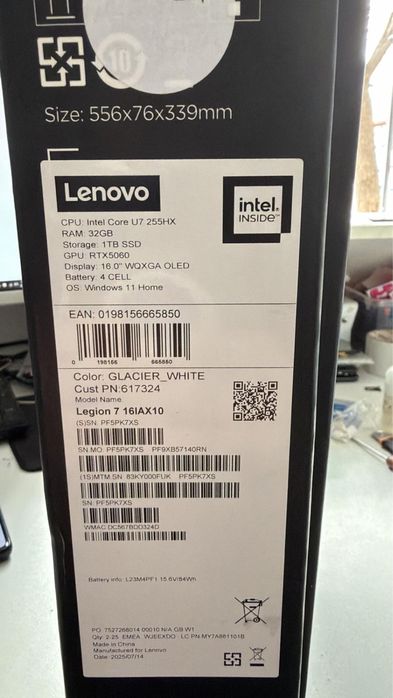 Lenovo Legion 7, 16” OLED, 240Hz, Ultra 7 255HX RTX 5060, NOU