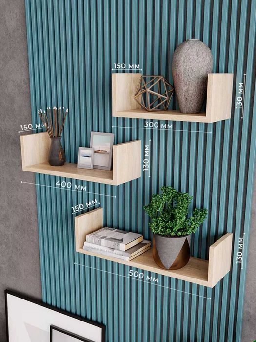 Комплект полок из 3-х штук, навесных, новые.