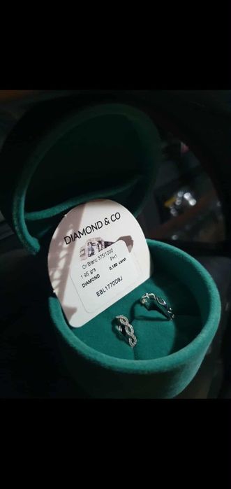 Cercei aur alb cu diamante