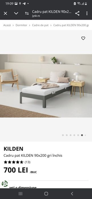 OFERTA! Pat jysk metal 90x200, cu somiera si saltea de lux
