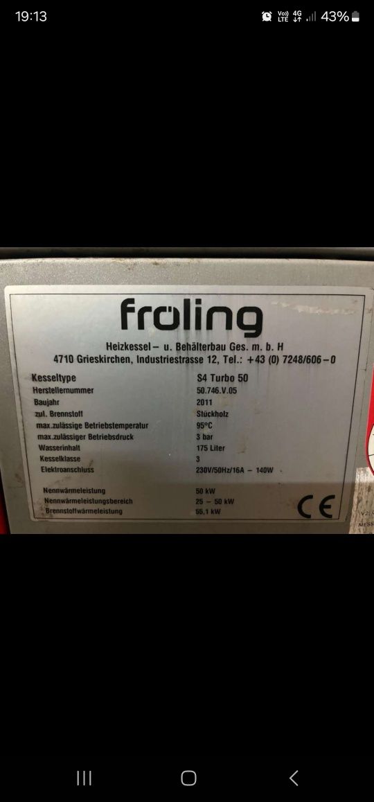 Centrala Fröling 50kw
