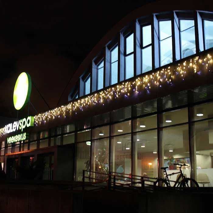 Професионални външни коледни лампи LED завеса флаш ефект студено бяла