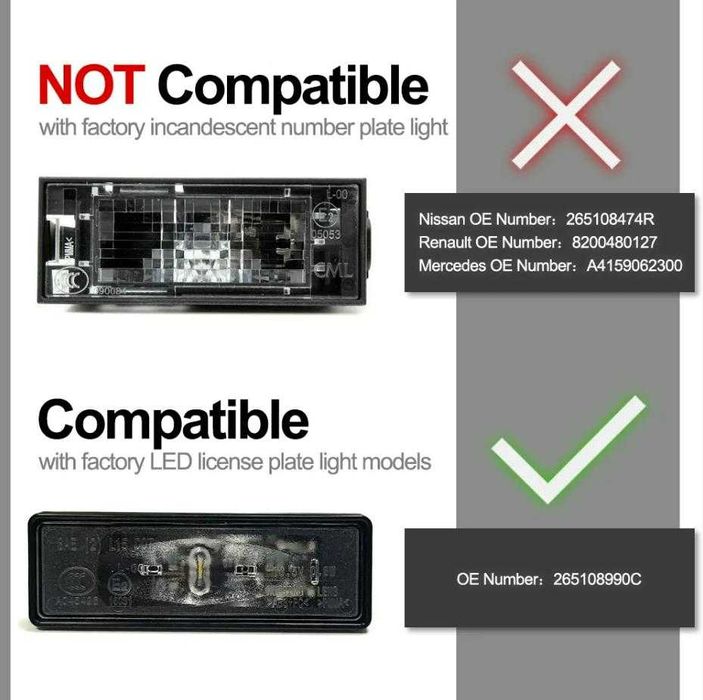 LED Плафони за заден номер Renault Megane Scenic Kadjar Dacia Clio