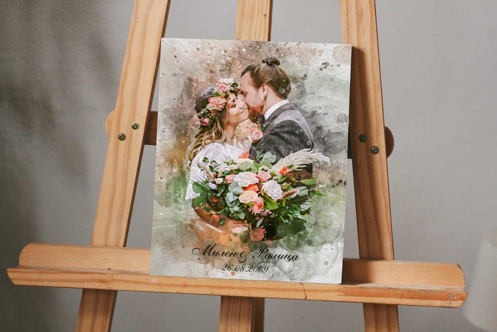 Сватбен дигитален акварелен портрет