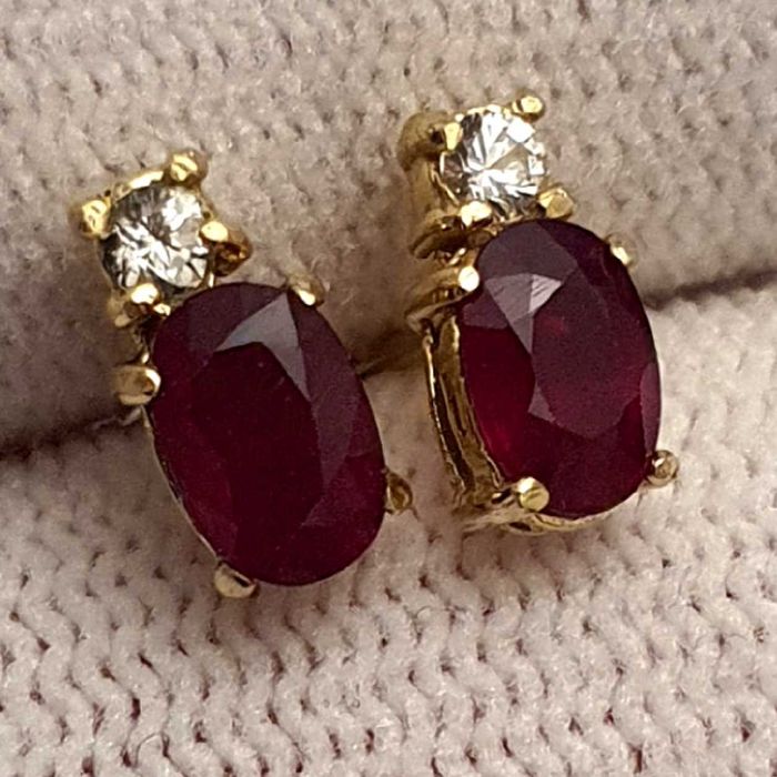 Cercei Aur 14K Cu Safire Si Rubine Naturale