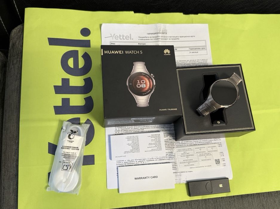ЧИСТО НОВ 42mm Huawei Watch 5 LTE Yettel Гаранция 2027г. Gold Sand